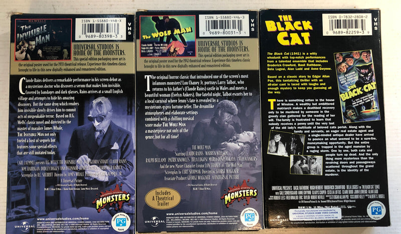 The Invisible Man,The Wolf Man,The Black Cat Classic|Collection (1998-1999)VHS