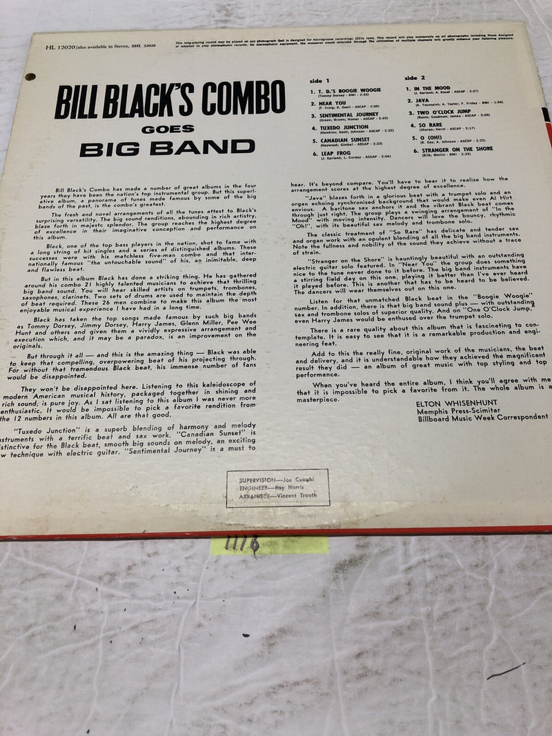 Bill Black’s Combo Goes Big Band Vinyl  LP Album