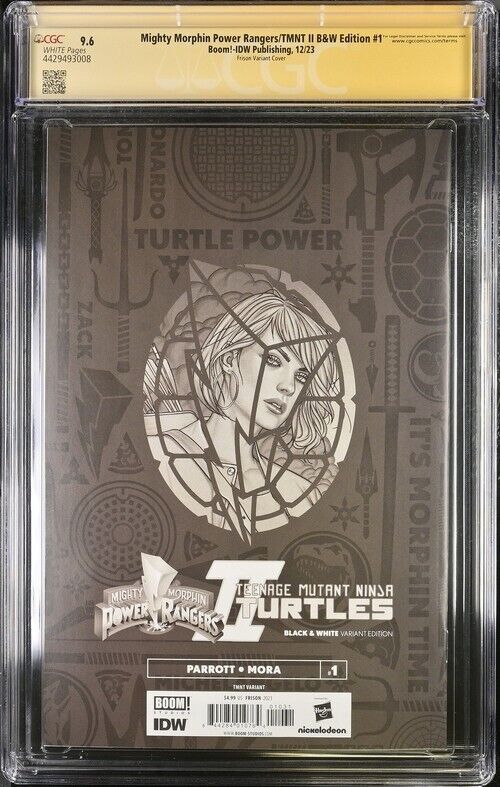 Mighty Morphin Power Rangers /TMNT II B&W Edition 2023(CGC 9.6 SS) Signed Frison