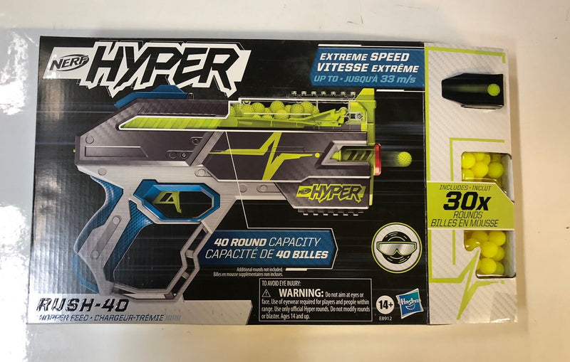 NERF HYPER RUSH-40  • 30 Rounds • NERF HYPER ROUNDS • Eye Wear • NEW • Extreme