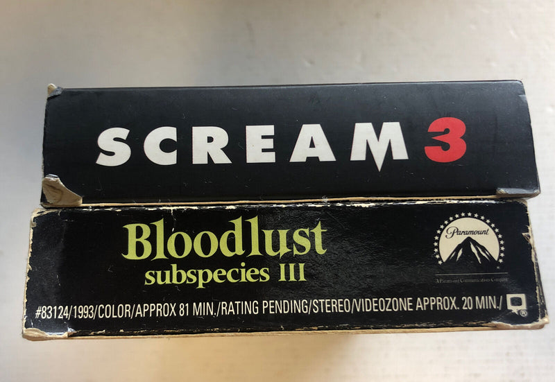 Bloodlust Subspecies 3,Scream 3 Horror VHS Bundle