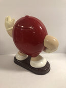 M&M Waving Arm Red And White Vintage Dispenser 1992 With Crack On Leg