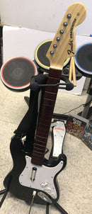 PS 2 & 3 Rock Band Guitar Hero Instruments & Game bundle (No Dongle Or Dj Mixer)