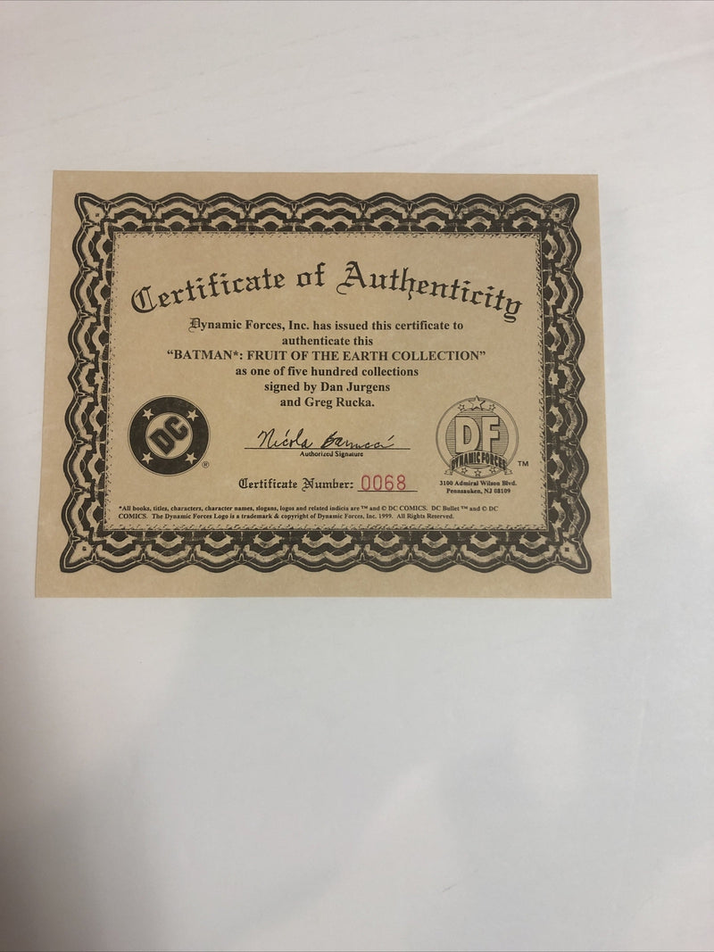 Batman Fruit Of The Earth Collection Signed By Dan Jurgens & Greg Rucka (NM)
