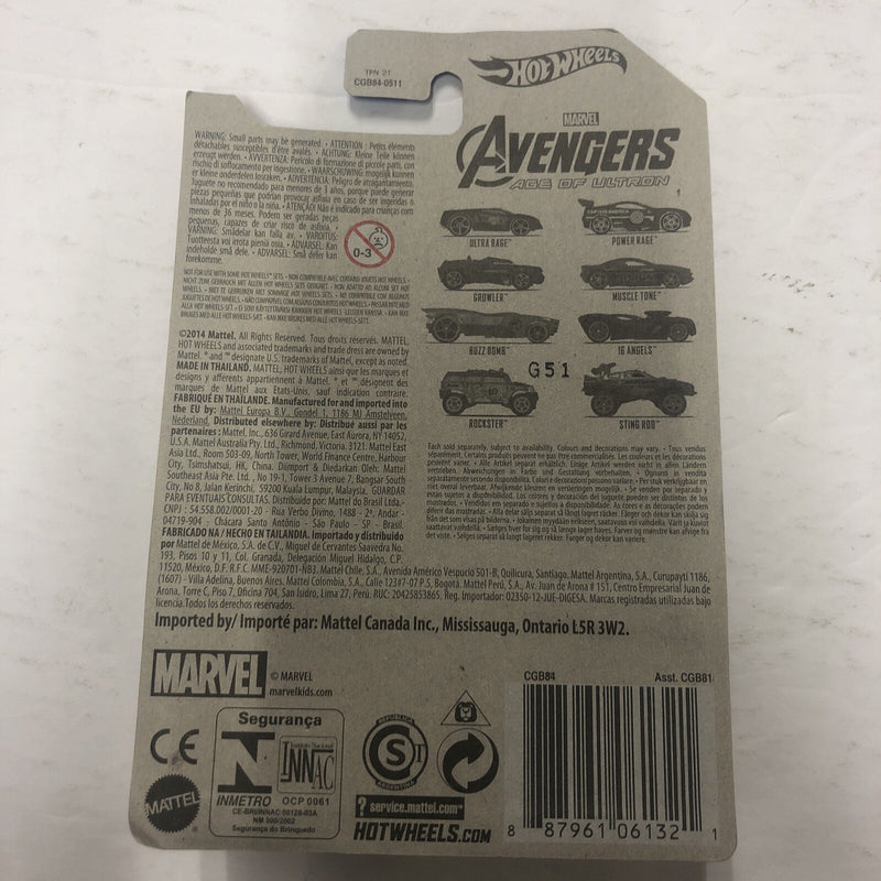 2015 Hot Wheels Marvel Avengers Age of Ultron-Hawkeye 3/8 GROWLER Black Mint