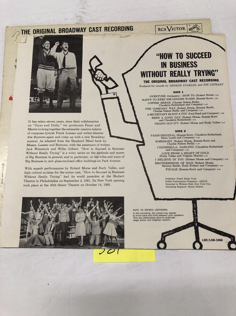 How To Succeed In Business ... Broadway Cast Recording Vinyl  LP Album