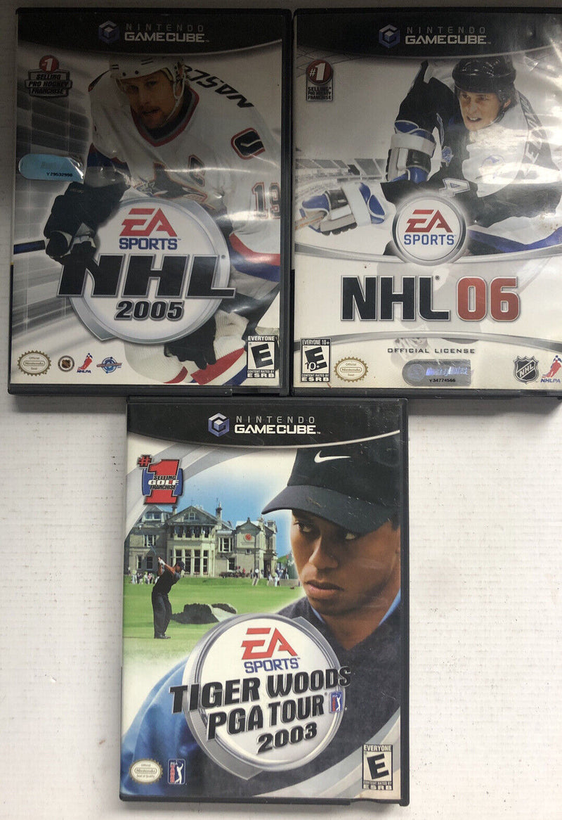 NHL 05,NHL 06,Tiger Woods PGA Tour 2003 Nintendo GameCube Bundle