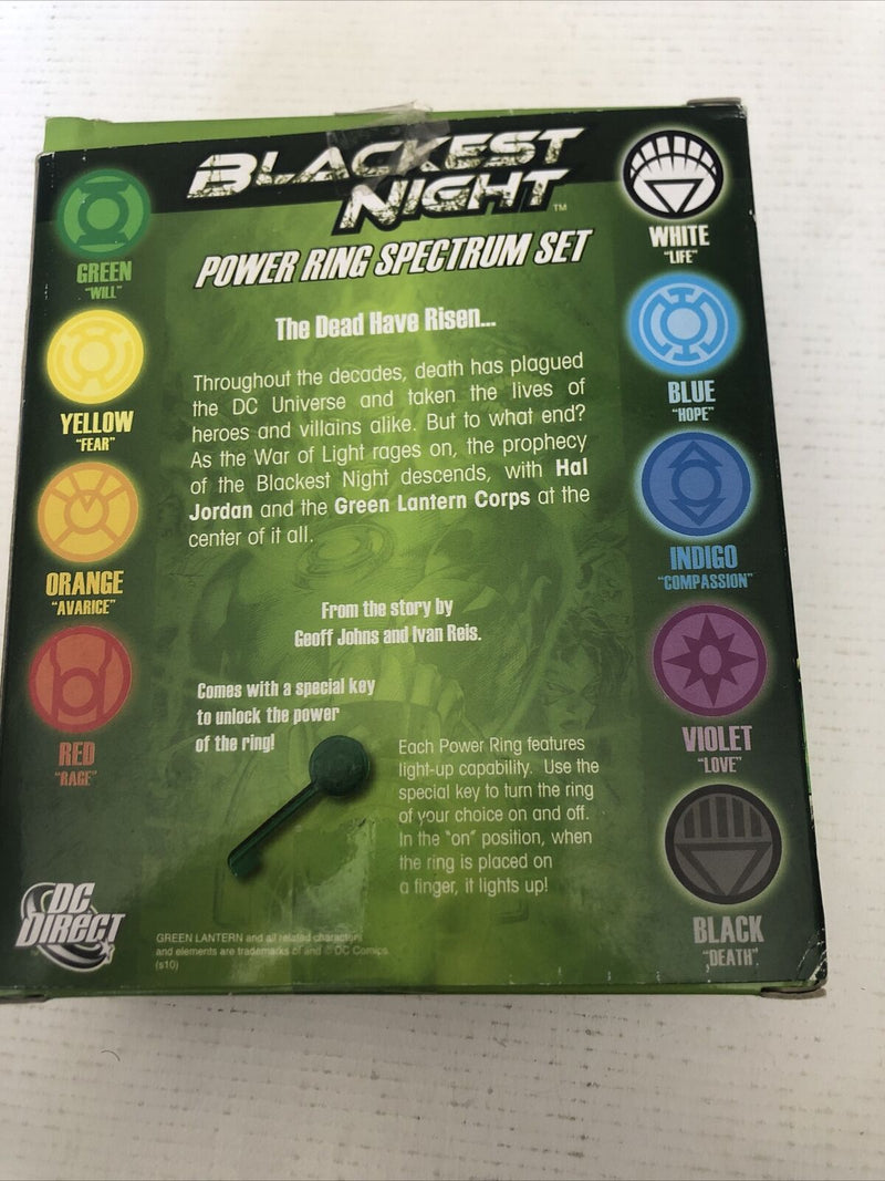 BLACKEST NIGHT POWER RING SPECTRUM SET,  (GREEN LANTERN) rare