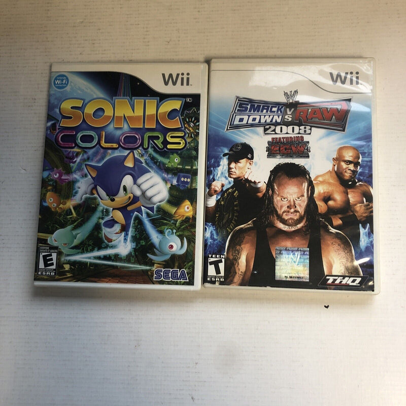 Sonic Colors,Smack Down vs Raw Wii Game Bundle