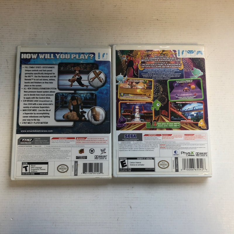 Sonic Colors,Smack Down vs Raw Wii Game Bundle