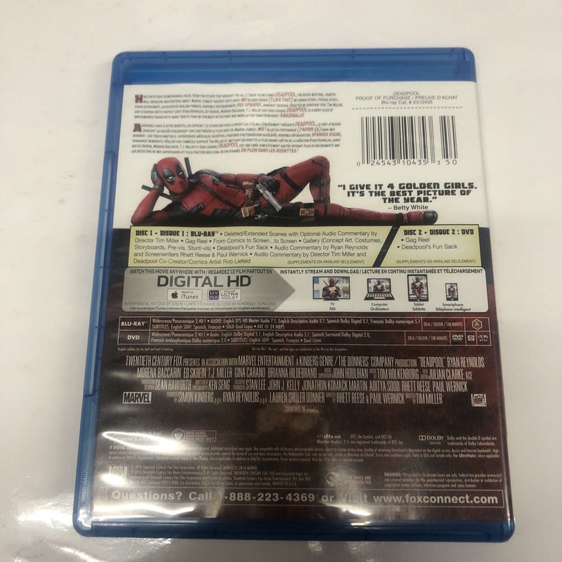 Deadpool (Blu-ray Dis Canadian) • Version Fraçais Incluse • Marvel