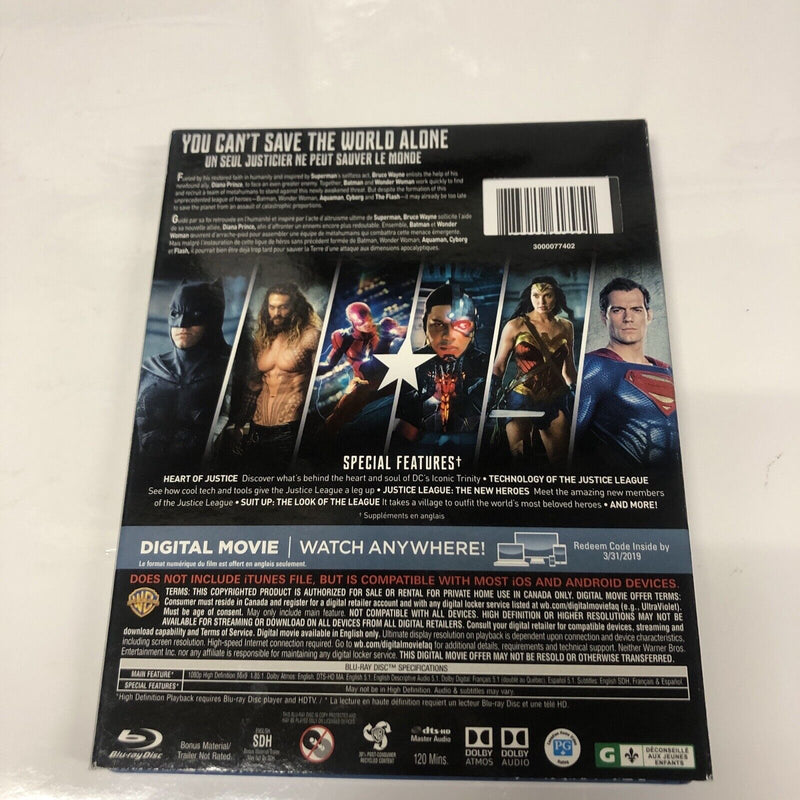 Justice League (2017) Blu-ray + DVD + Digital • DC Universe • Batman • Superman