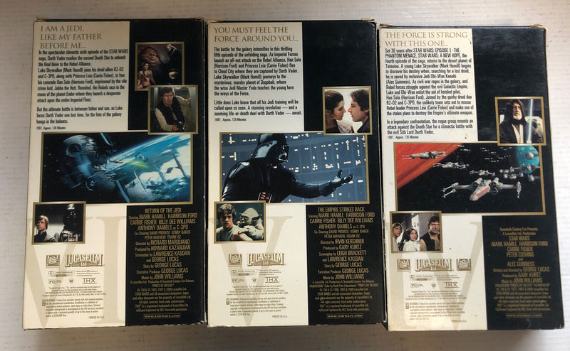 STAR WARS 4 A NEW HOPE,5 THE EMPIRE STRIKES BACK,6 RETURN OF THE JEDI (VHS)