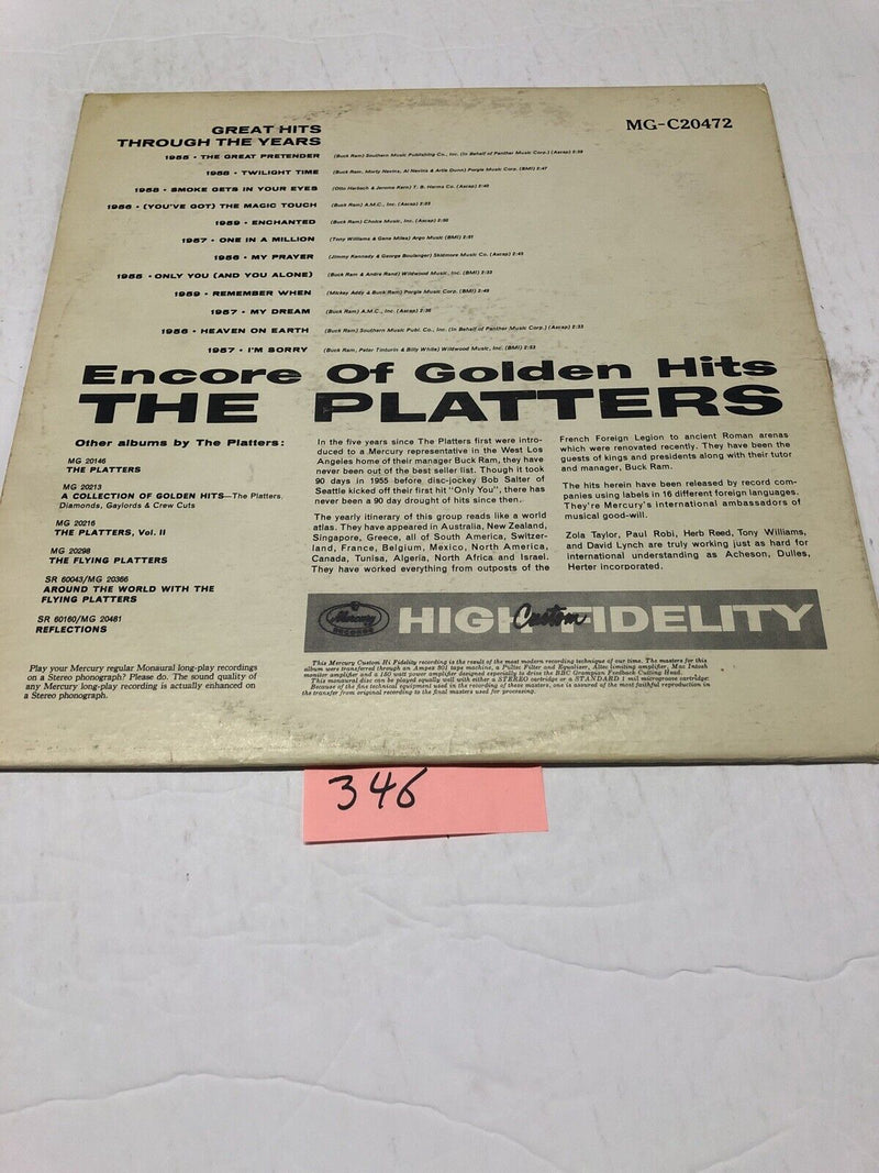 The Platters Encore Of Golden Hits Vinyl  LP Album