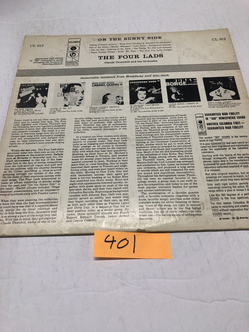 The Four Lads On The Sunny Side Vinyl  LP Album