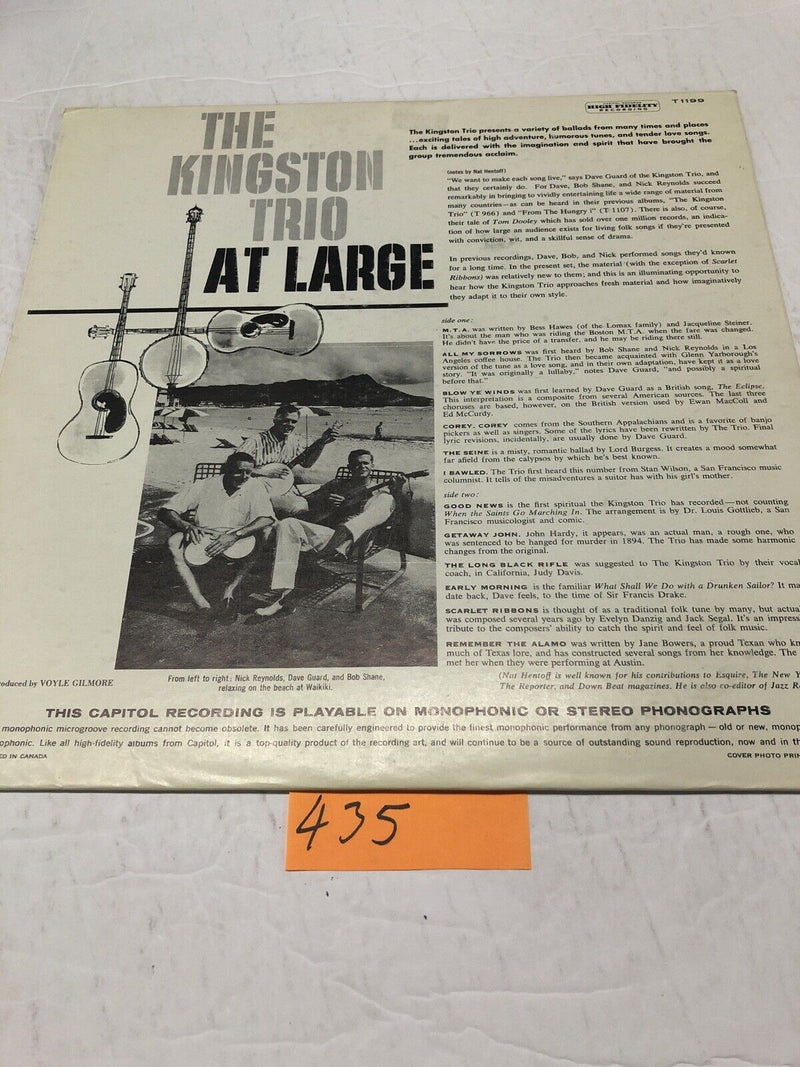 The Kingston Trio At Large Vinyl LP Album