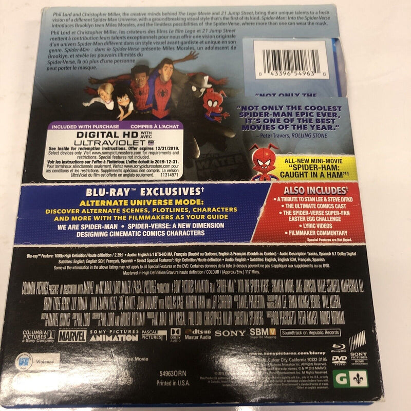 Spider-Man: Into the Spider-Verse (2018) Blu-ray/DVD • 2-Disc Set