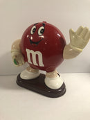 M&M Waving Arm Red And White Vintage Dispenser 1992 With Crack On Leg