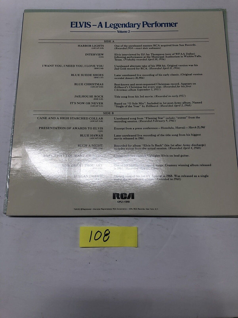 Elvis Presley A Legendary Performer Vol 2 Collectors Gold Vinyl LP Album