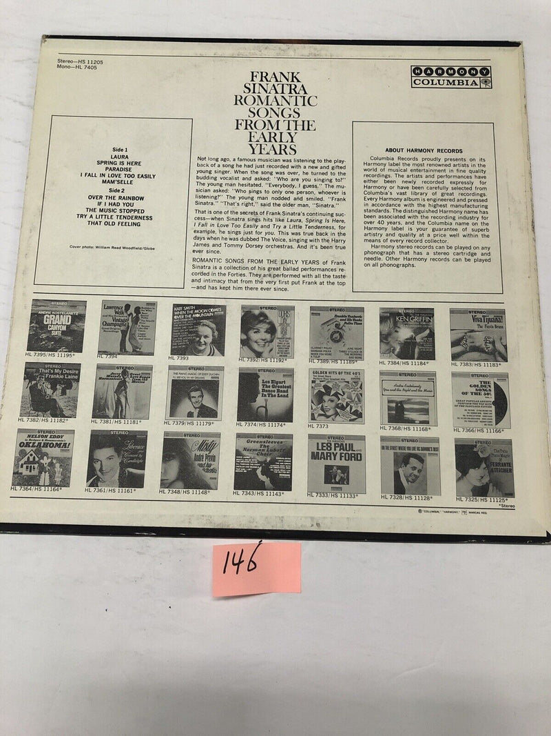 Frank Sinatra Romantic Songs From The Early years IVinyl LP Album