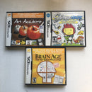 Brain Age,Scribblenauts,Art Academy nintendo ds lite games bundle