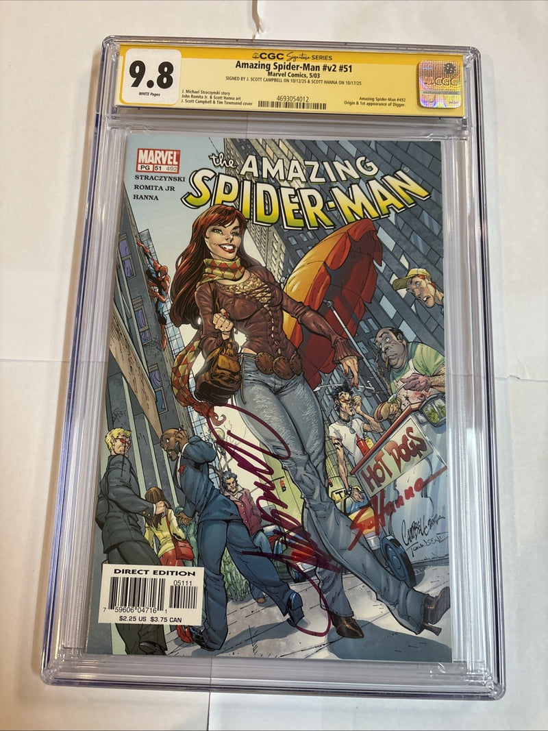 Amazing Spider-man (2003) # 51 (CGC 9.8 SS) Signed Scott Campbell + Sc