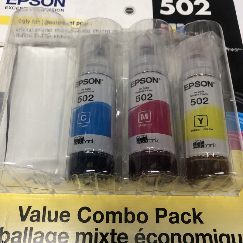 Epson 502 Black • Cyan • Magenta • Yellow Ink Bottle • Without Black Ink