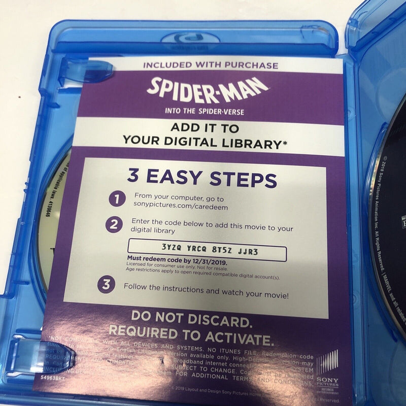 Spider-Man: Into the Spider-Verse (2018) Blu-ray/DVD • 2-Disc Set