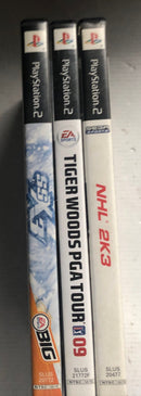 SSX3,Tiger Woods PGA 09,NHL 2K3 sports game bundle ps2