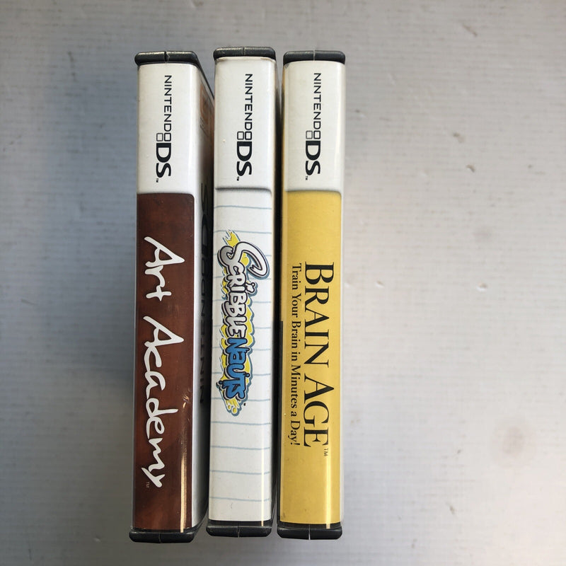 Brain Age,Scribblenauts,Art Academy nintendo ds lite games bundle