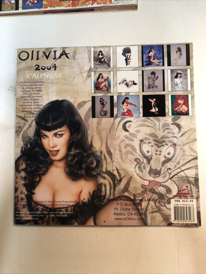 Olivia (2004) Calendar Featuring Bettie Page Signed By Olivia De Berardinis