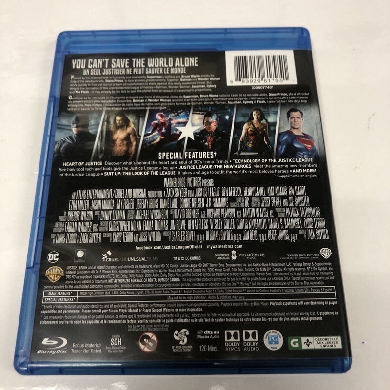 Justice League (2017) Blu-ray + DVD + Digital • DC Universe • Batman • Superman