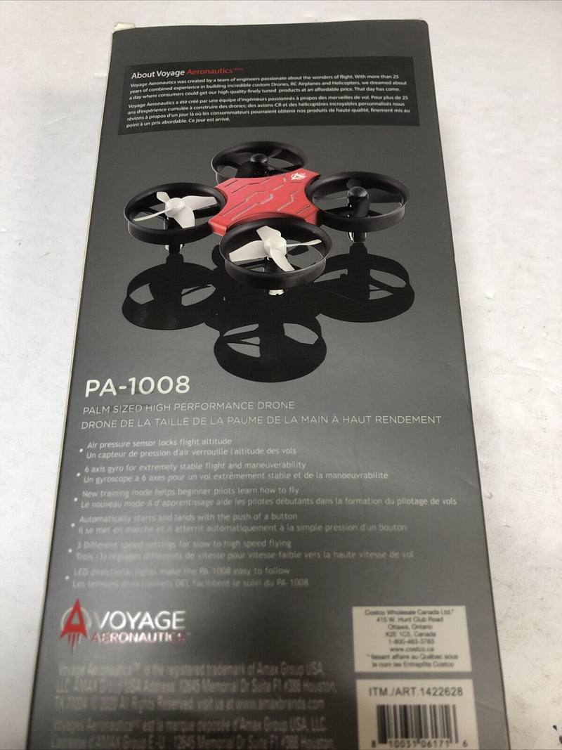 Voyage Aeronautics PA-1008 Palm Size Drone Indoor & Outdoor Black / Sliver NEW