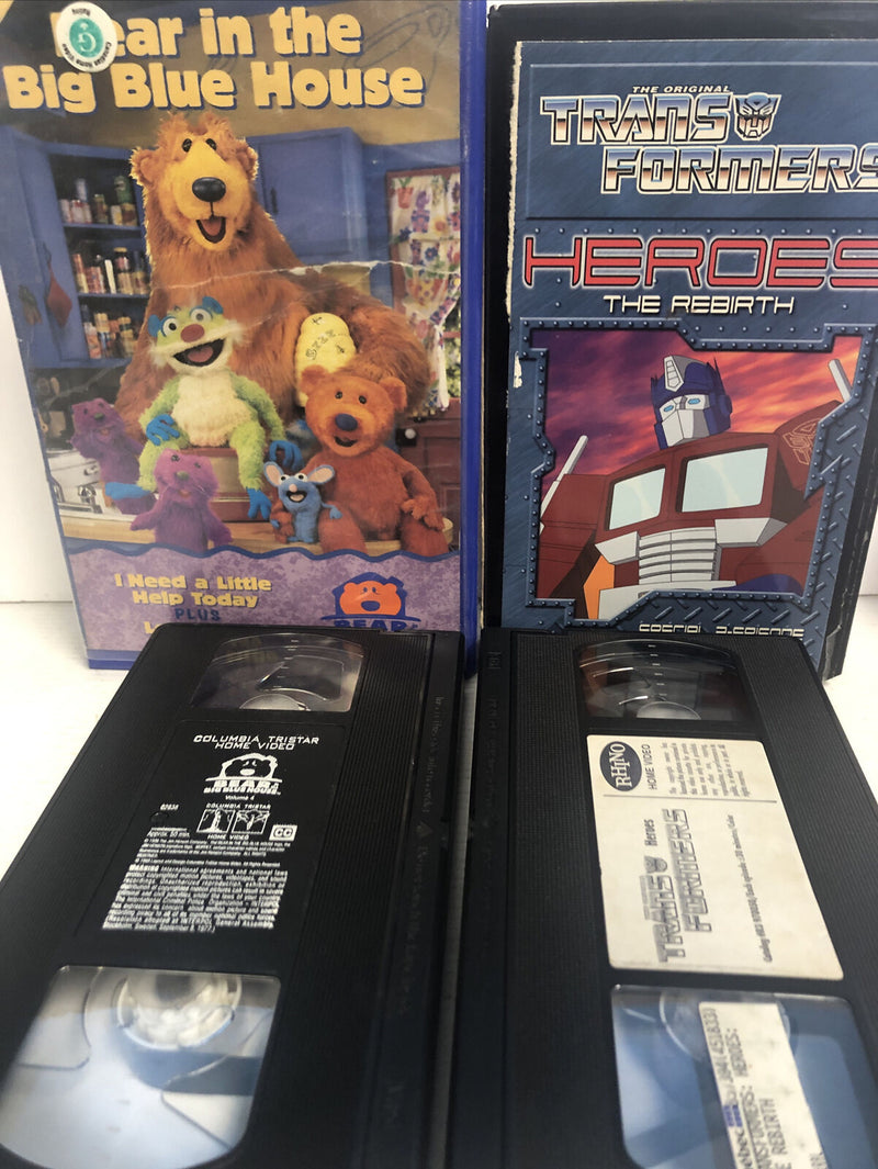 Transformer Heroes The Rebirth & Bear In The Big Blue House Lot (VHS )