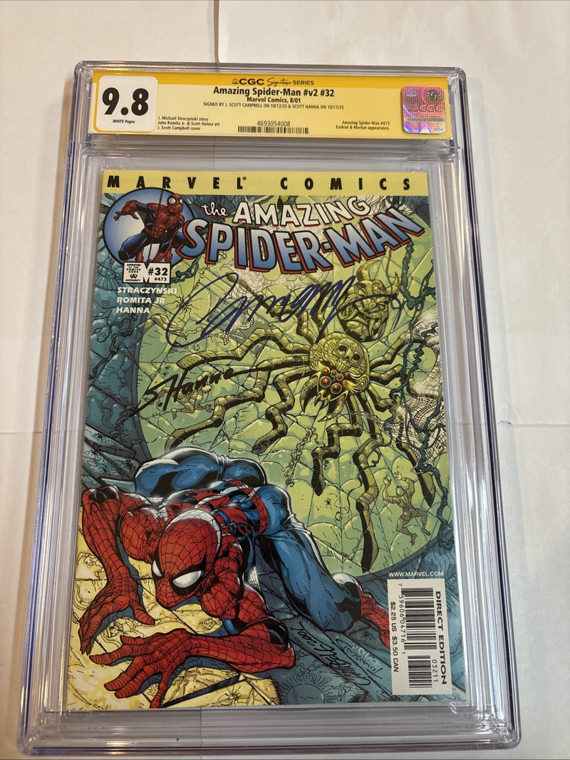 Amazing Spider-man (2001) # 32 (CGC 9.8 SS) Signed Scott Campbell + Sc
