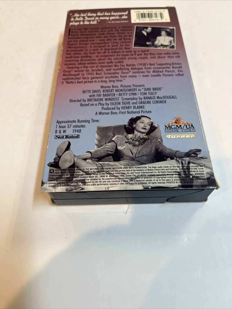 June Bride (VHS, 1992) Bette Dsvis • Robert Montgomery | MGM/UA