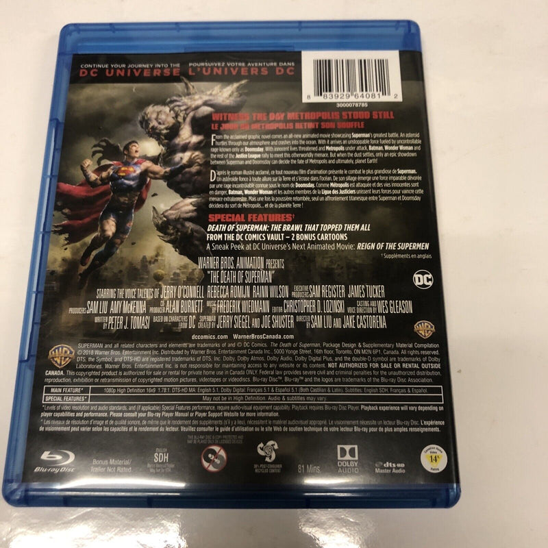 The Death of Superman (2019) BILINGUAL • Blu-Ray/DVD/Digital • slipcover