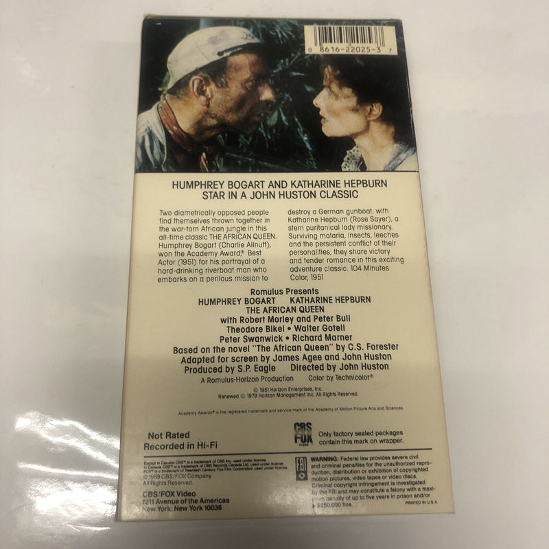 The African Queen (1979) VHS • Humphrey Bogart • Ketharine Hepburn •