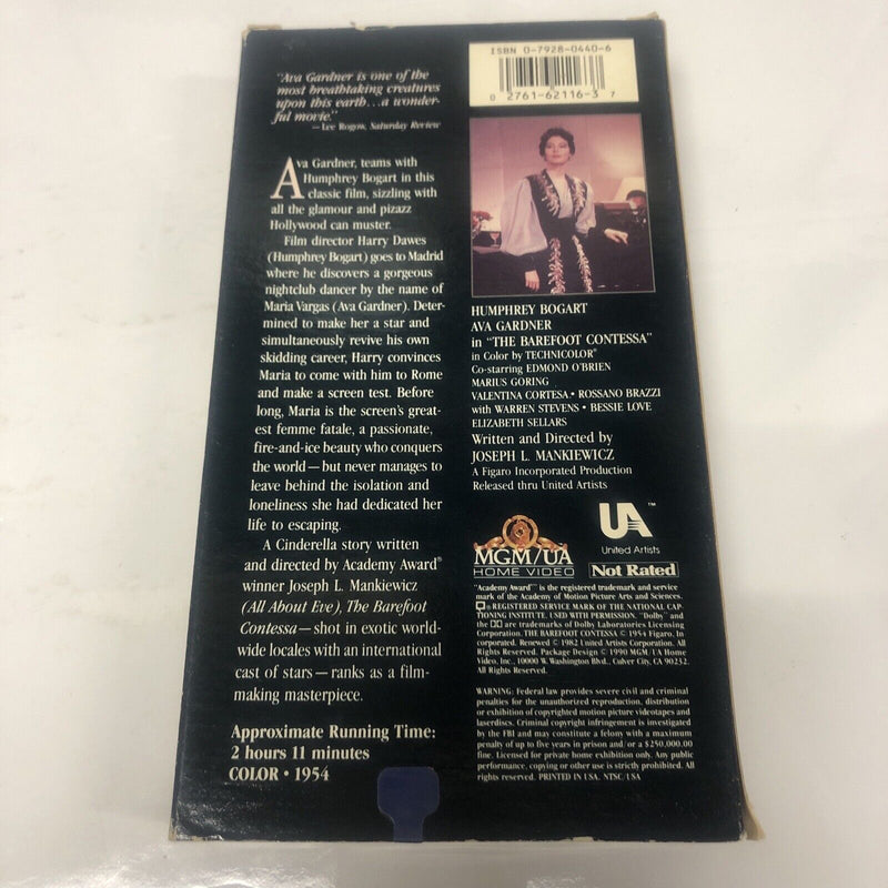 The Barefoot Contessa (1990) VHS • Humphrey Bogart • Ava Gardner• MGM Home Video