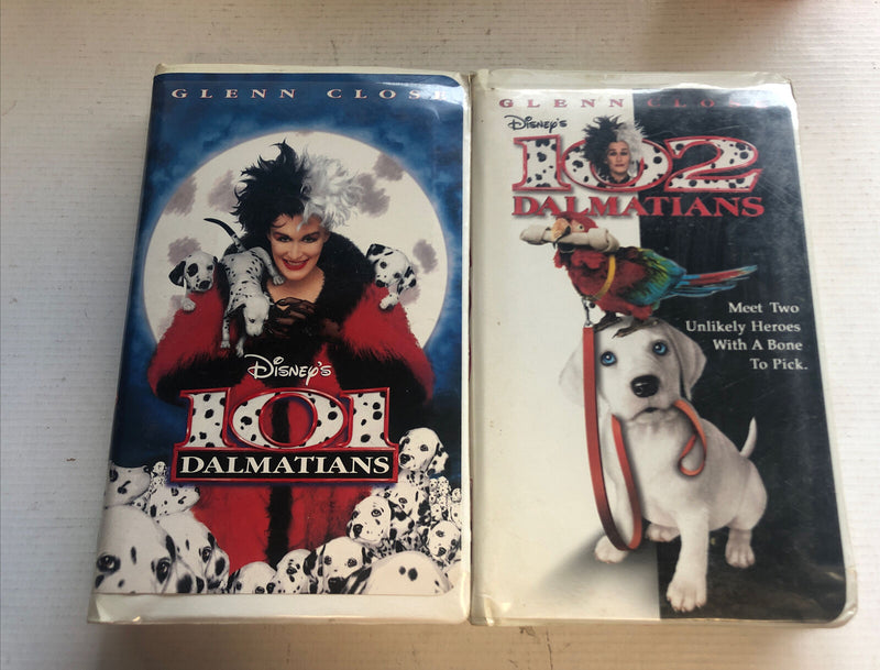 101 Dalmatians 102 Dalmatians lot (VHS, 1997, Clam Shell) Glenn Close Disney