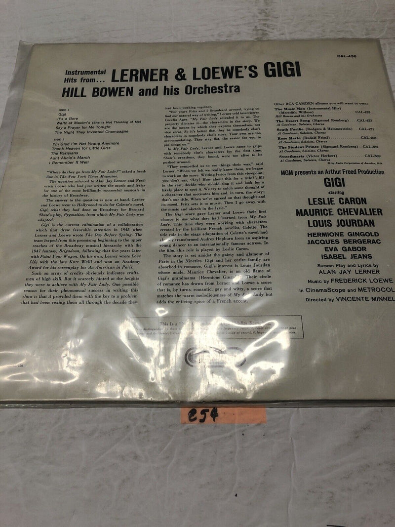 Gigi Hill Bowen And His Orchestra Soundtrack Vinyl LP Album
