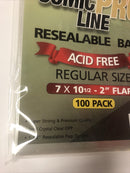 100 Comic Book Bags Regular Size 7 X10 1/2” - 1 1/2 Resealable 2mil Crystal OPP