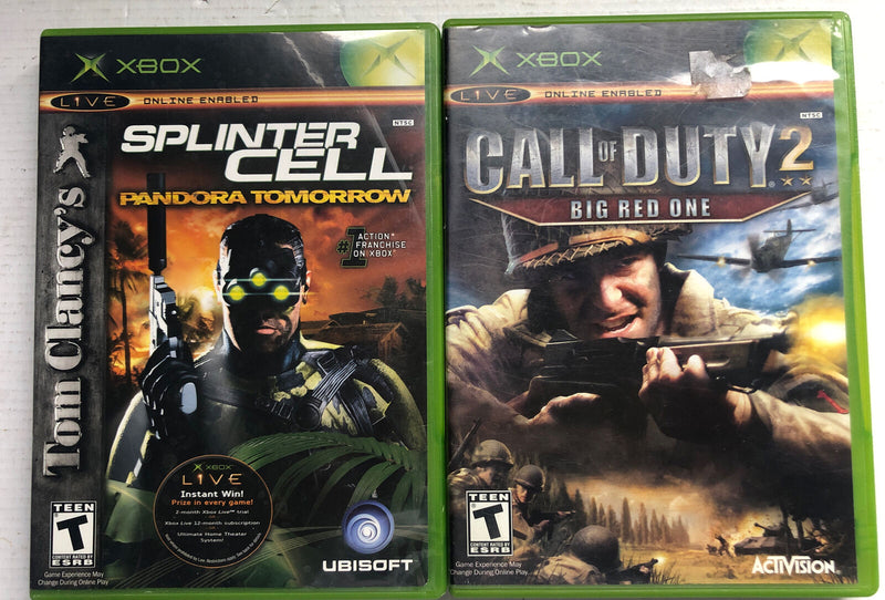 Splinter Cell Pandora Tomorrow,Call of duty 2 Big Red One Xbox Game Bundle