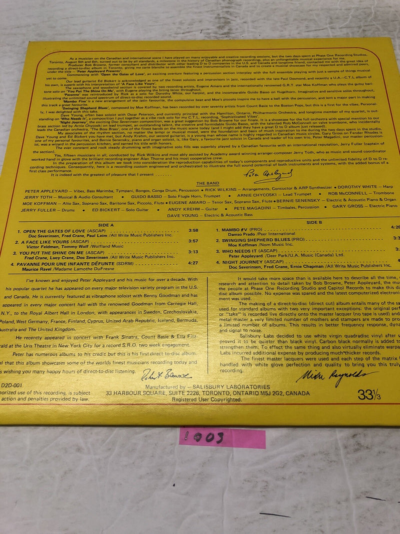 Peter Appleyard Presents Special White Limited Edition Vinyl  LP Album