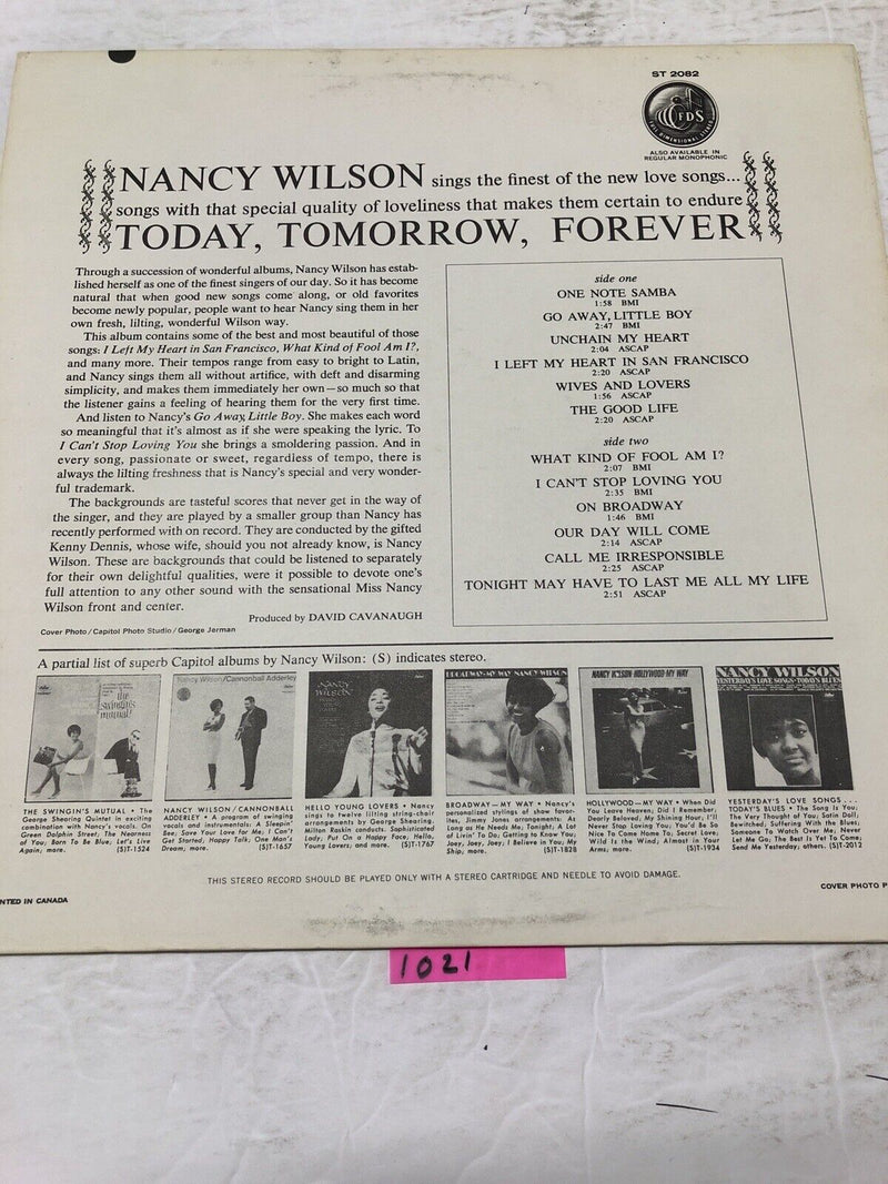 Nancy Wilson Today Tomorrow Forever Vinyl  LP Album