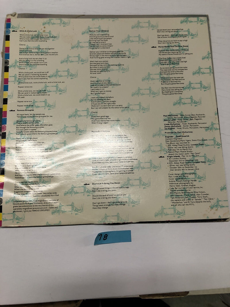 Wings London Town Vinyl LP Album
