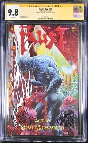 Faust  (1993) # v2 #10 ( CGC 9.8 SS) Signed & Sketch Tim Vigil Rebel Census= 3