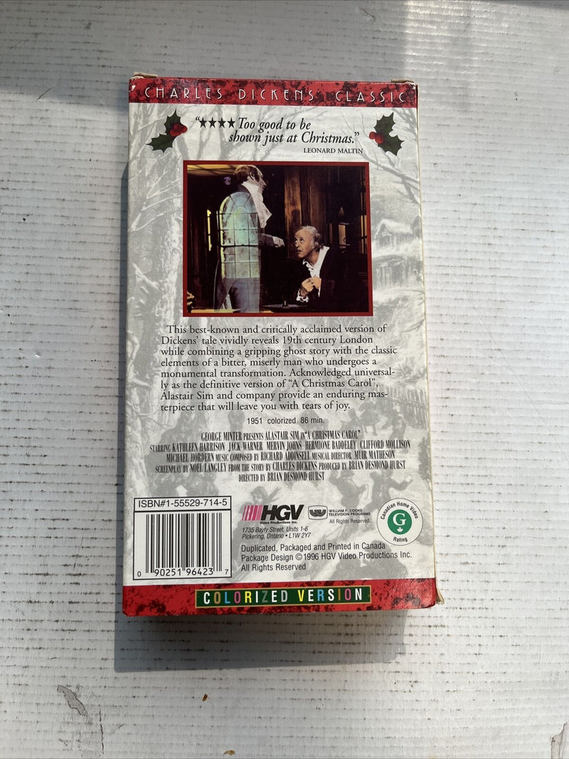 CHARLES DICKENS CLASSIC A CHRISTMAS CAROL VHS 1996 COLORIZED