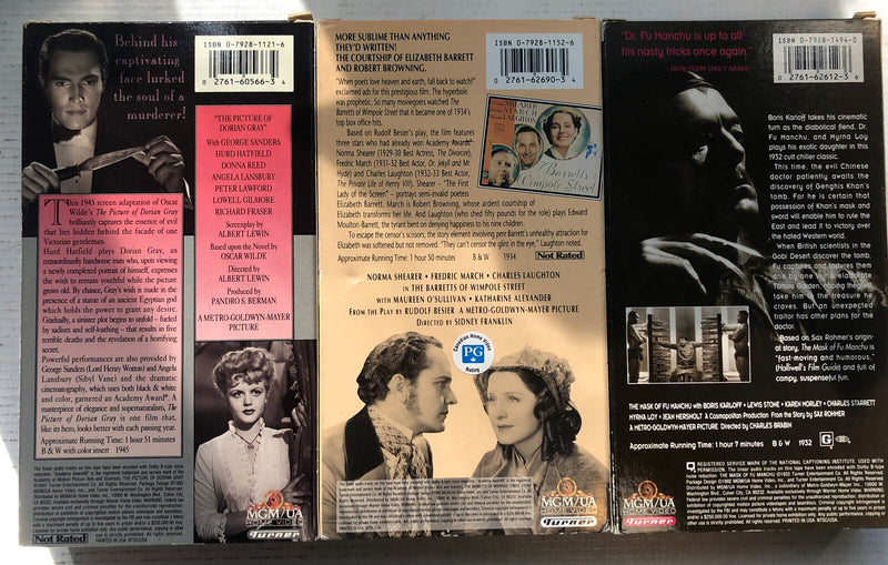 The Barretts of Wimpole Street,the Barretts,the Picture Of Dorian Gray 1992 VHS