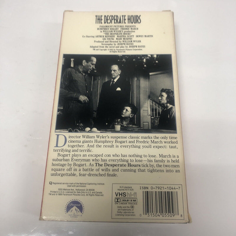 The Desperate Hours (1989) VHS Humphrey Bogart • Fedric March • Paramount